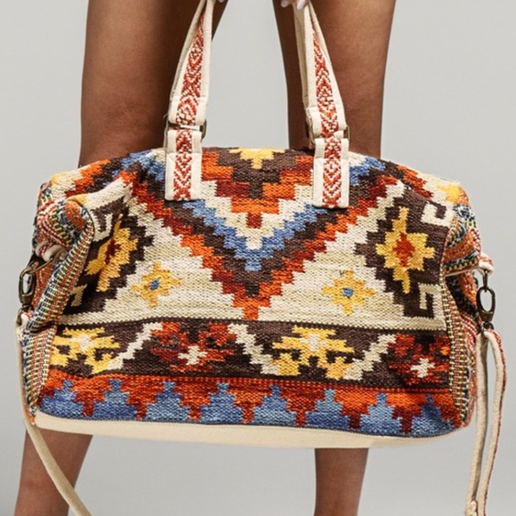 Handmade Aztec Tribal Western Navajo Large Travel Tote Bag - Picture 9 of 9